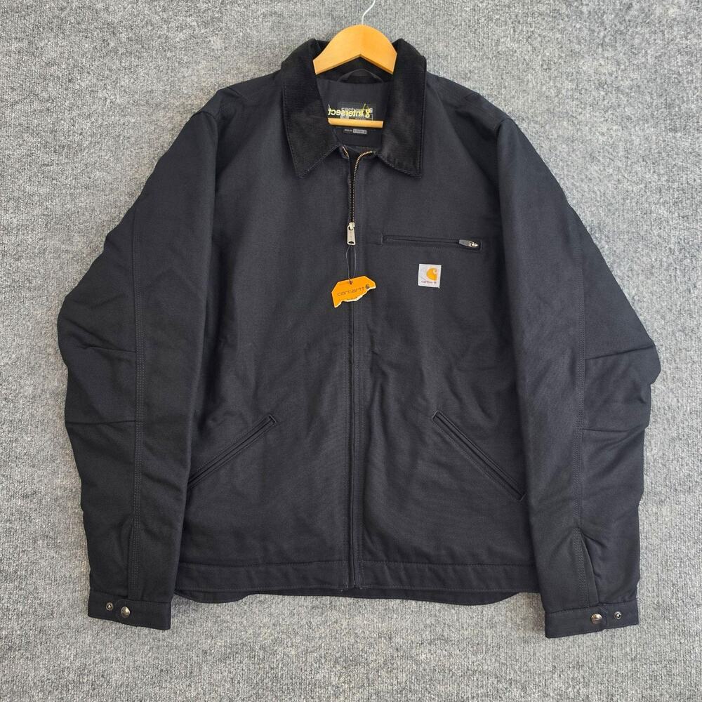 Carhartt Jacket Men XLT Iconic J01 Lined Duck Detroit Black Canvas Workwear